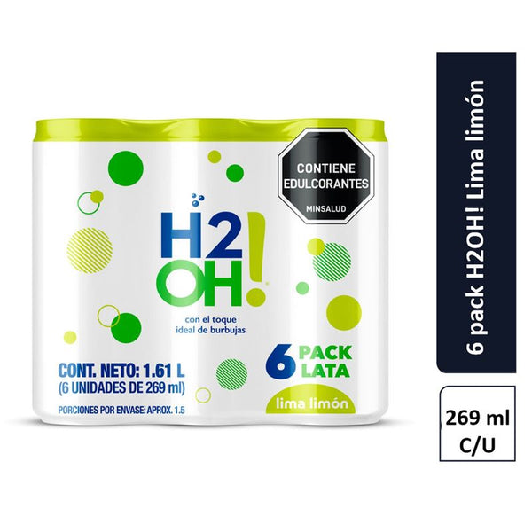 AGUA H2O 6U 1614ML LATA LIMA LIMON